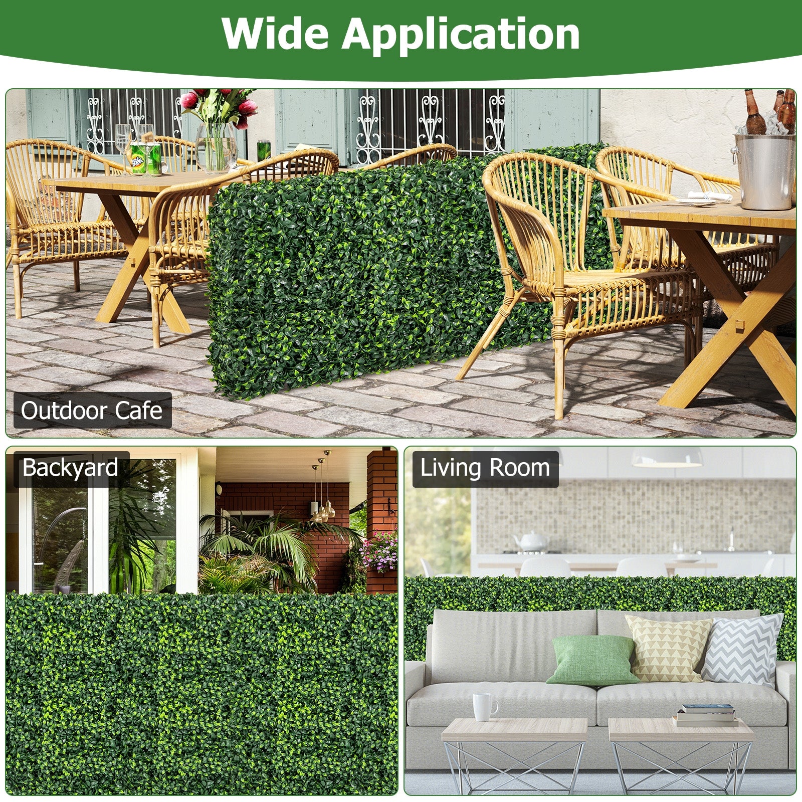 Faux Greenery Room Divider Decorative Privacy Screen Fence Hedge Wall-M, Green Decorative Fencing & Flooring   at Gallery Canada