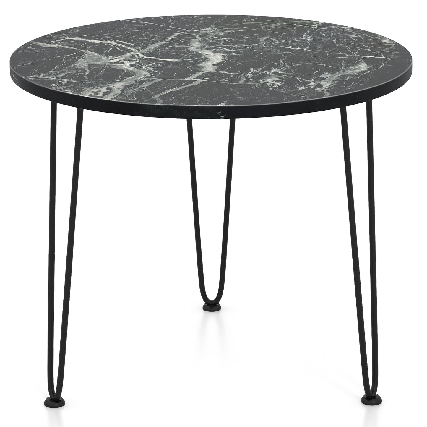 Round Coffee Table with Thickened Tabletop and Metal Tripod Legs, Black End & Side Tables   at Gallery Canada