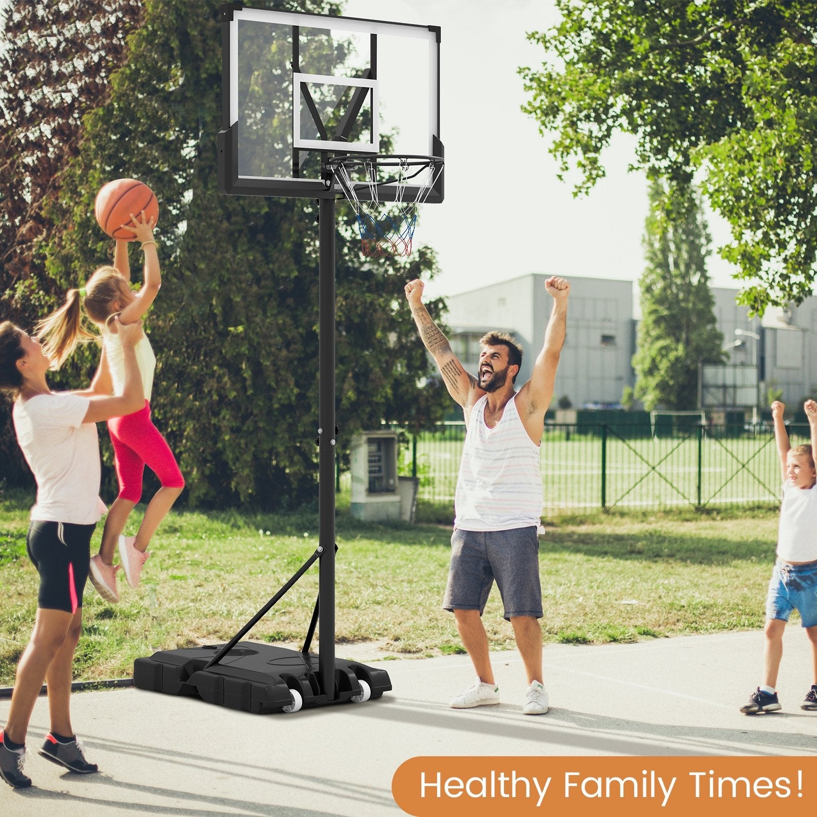 Portable Basketball Hoop Outdoor Basketball Goal System Adjustable for Kids Teens Adults Sport Equipments   at Gallery Canada