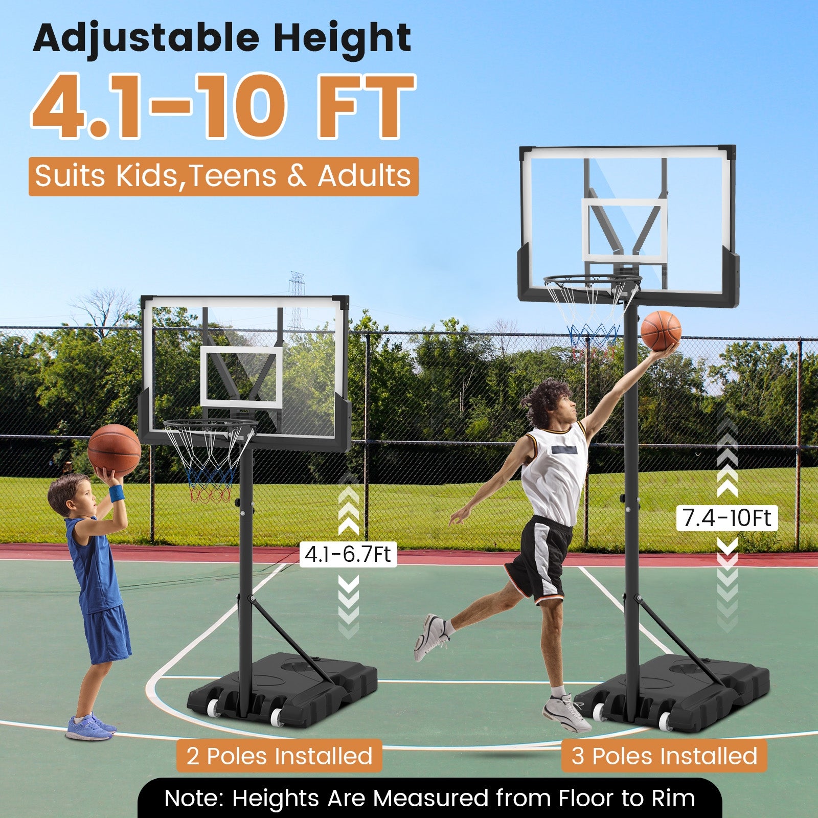 Portable Basketball Hoop Outdoor Basketball Goal System Adjustable for Kids Teens Adults Sport Equipments   at Gallery Canada