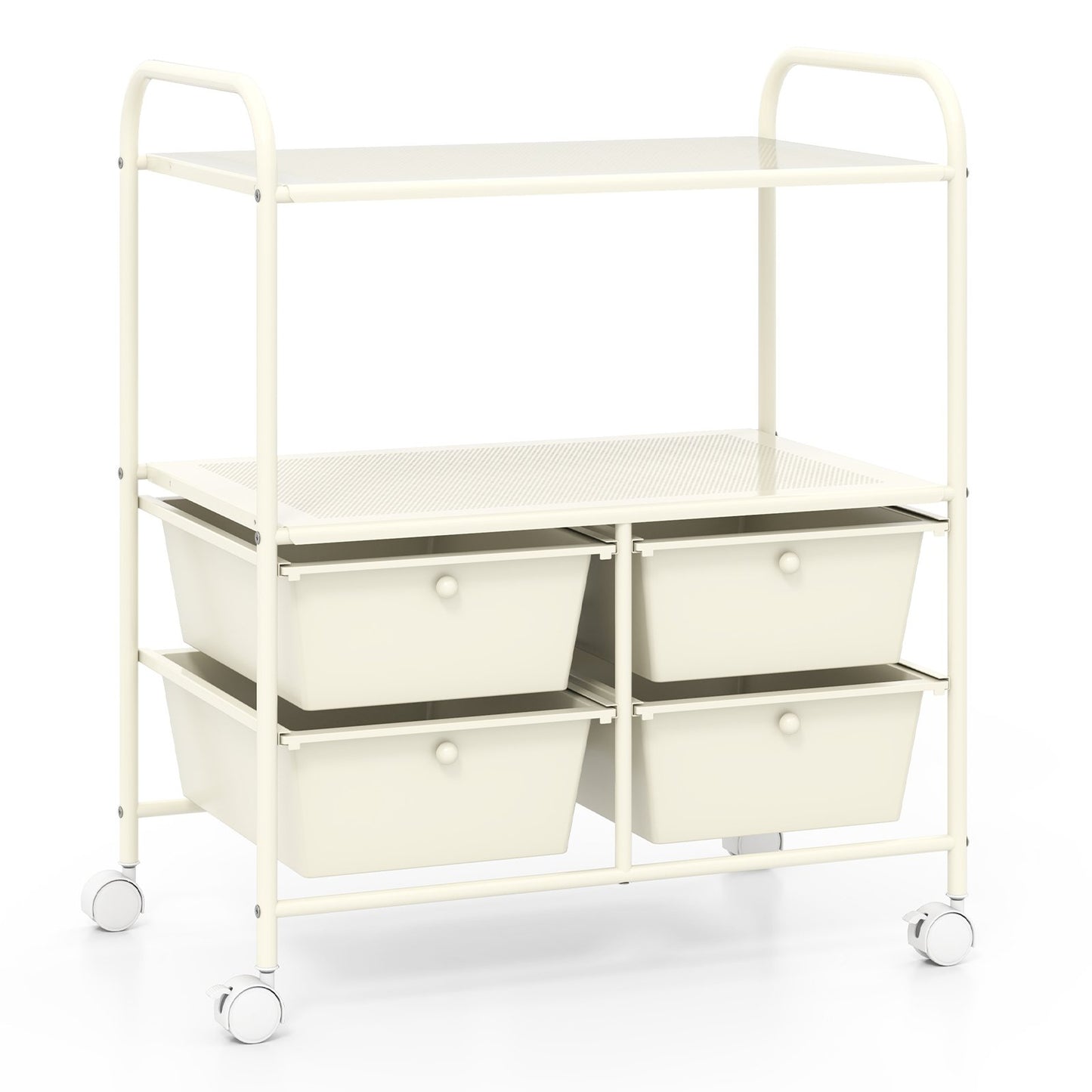 12-Drawer Rolling Storage Cart with Removable Drawers and Lockable Wheels, Beige File Cabinets Beige  at Gallery Canada