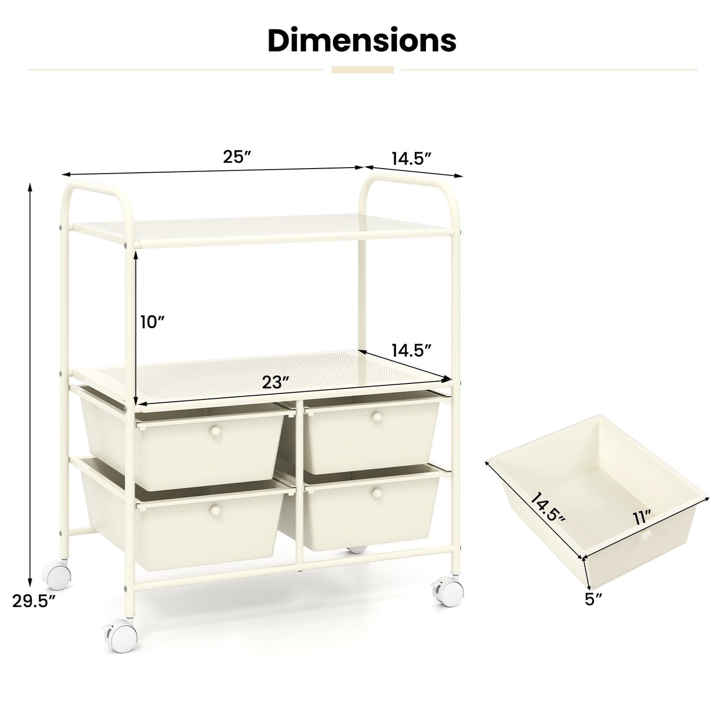 12-Drawer Rolling Storage Cart with Removable Drawers and Lockable Wheels, Beige File Cabinets   at Gallery Canada