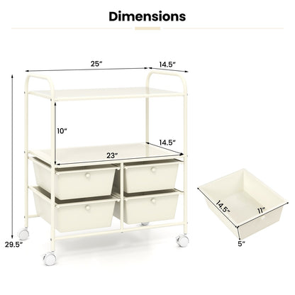 12-Drawer Rolling Storage Cart with Removable Drawers and Lockable Wheels, Beige File Cabinets   at Gallery Canada