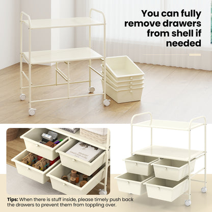 12-Drawer Rolling Storage Cart with Removable Drawers and Lockable Wheels, Beige File Cabinets   at Gallery Canada