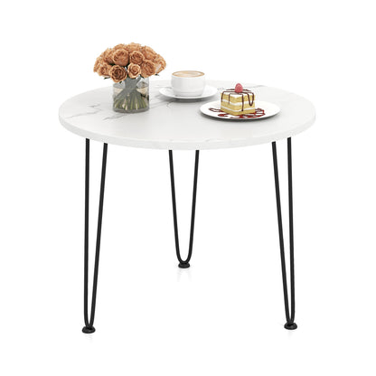 Round Coffee Table with Thickened Tabletop and Metal Tripod Legs, White End & Side Tables White  at Gallery Canada