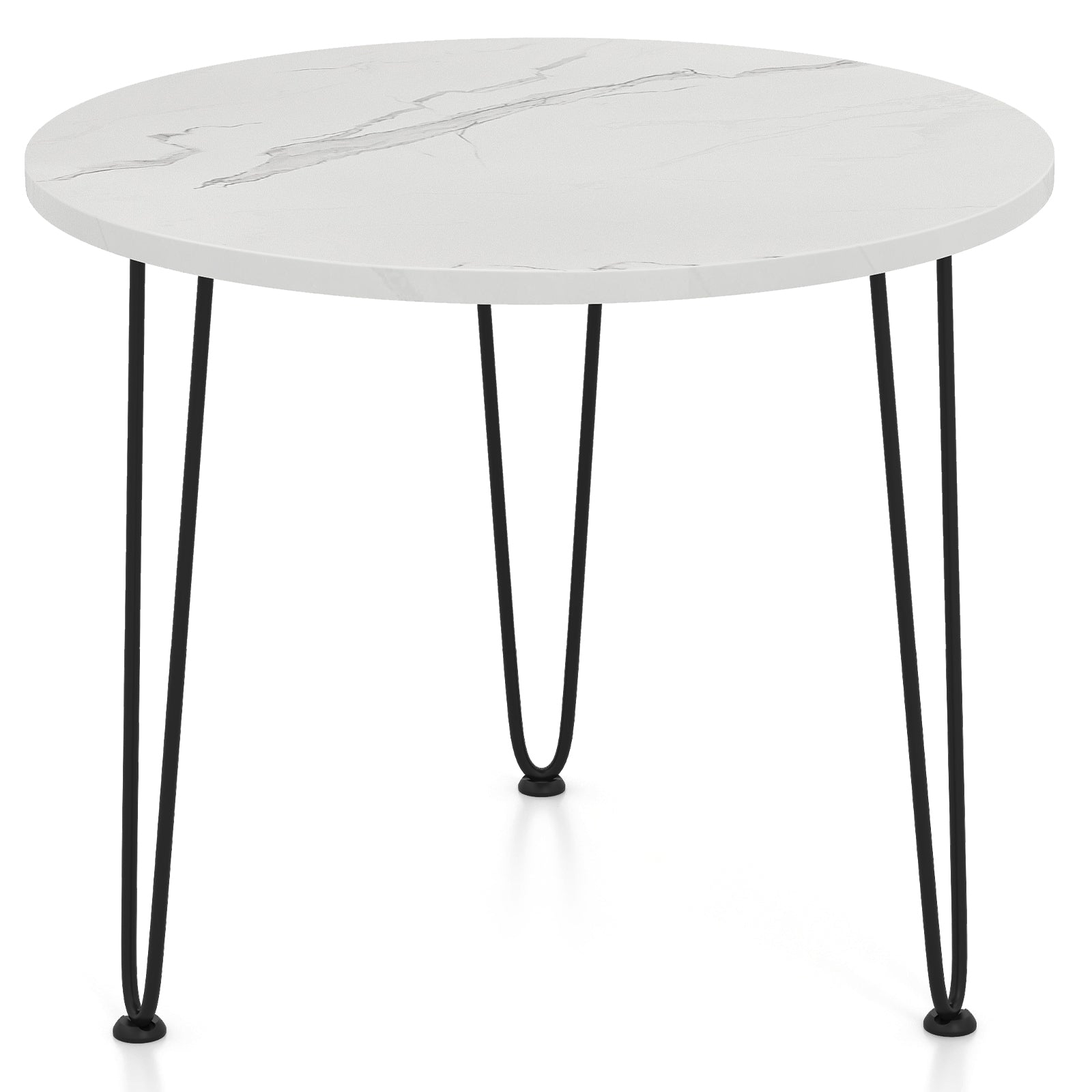 Round Coffee Table with Thickened Tabletop and Metal Tripod Legs, White End & Side Tables   at Gallery Canada