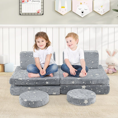 Modular Kids Play Couch Set Glow in the Dark with Portable Handles, Gray Kids Chairs & Seating   at Gallery Canada