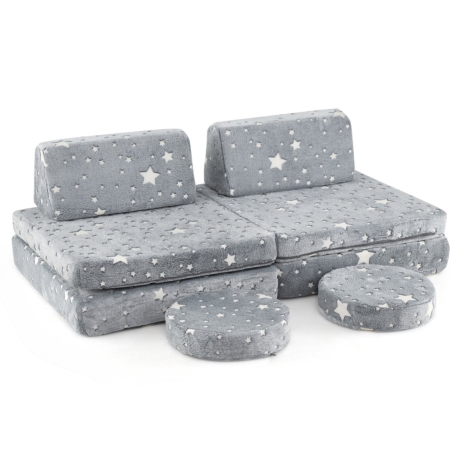 Modular Kids Play Couch Set Glow in the Dark with Portable Handles, Gray Kids Chairs & Seating Gray at Gallery Canada