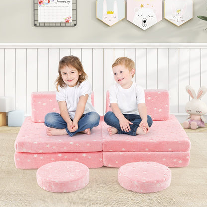 Modular Kids Play Couch Set Glow in the Dark with Portable Handles, Pink Kids Chairs & Seating   at Gallery Canada