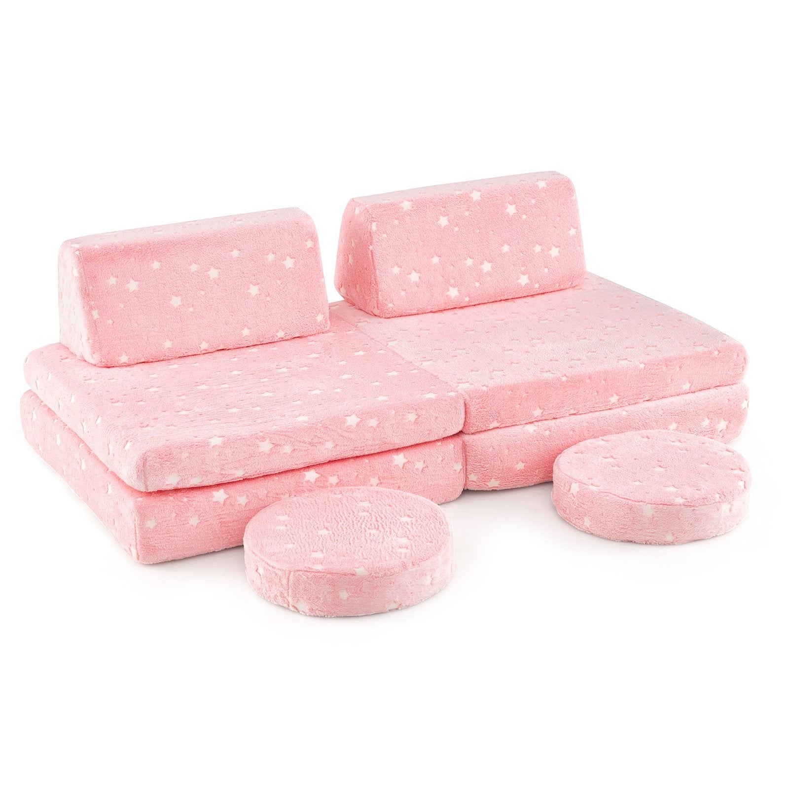 Modular Kids Play Couch Set Glow in the Dark with Portable Handles, Pink Kids Chairs & Seating Pink  at Gallery Canada