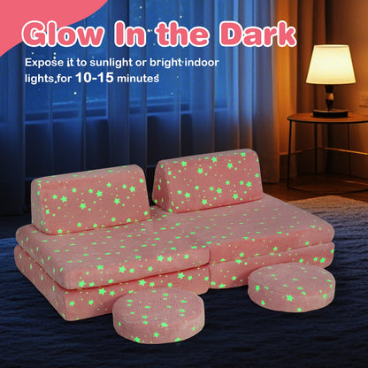 Modular Kids Play Couch Set Glow in the Dark with Portable Handles, Pink Kids Chairs & Seating   at Gallery Canada