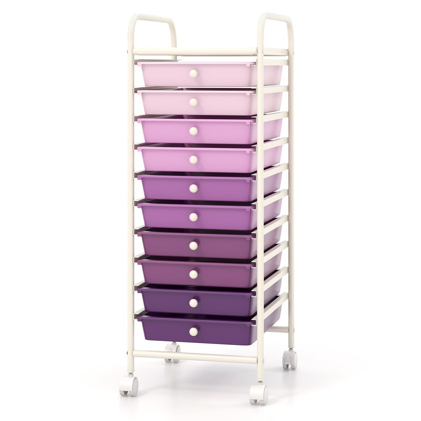 10 Drawer Rolling Storage Cart Organizer with 4 Universal Casters, Purple File Cabinets   at Gallery Canada