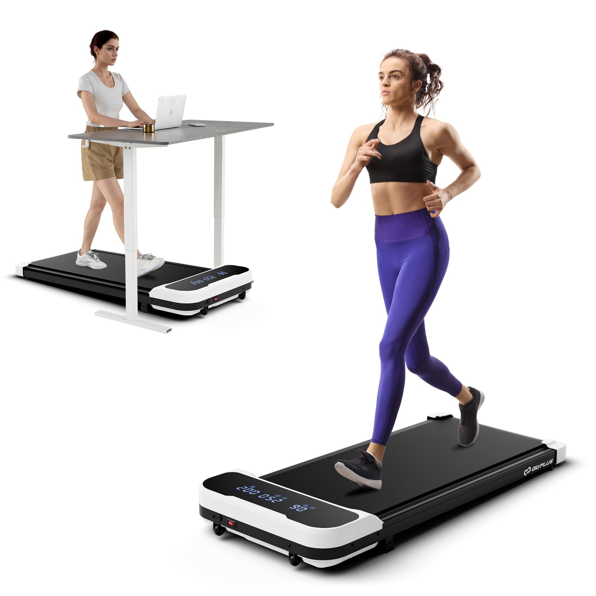 2.5HP Under Desk Treadmill with Remote Control and 3 Countdown Modes, White Treadmills White  at Gallery Canada