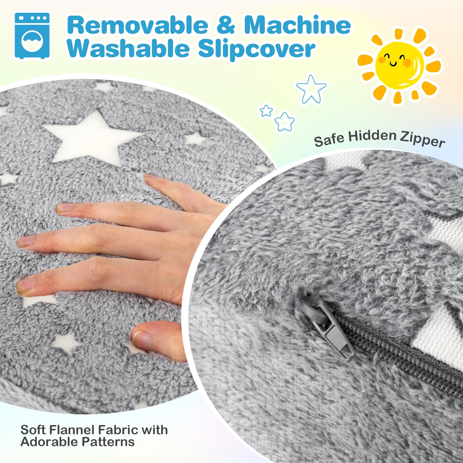 2-in-1 Folding Kids Couch with Blanket Glow in the Dark, Gray Kids Chairs & Seating at Gallery Canada