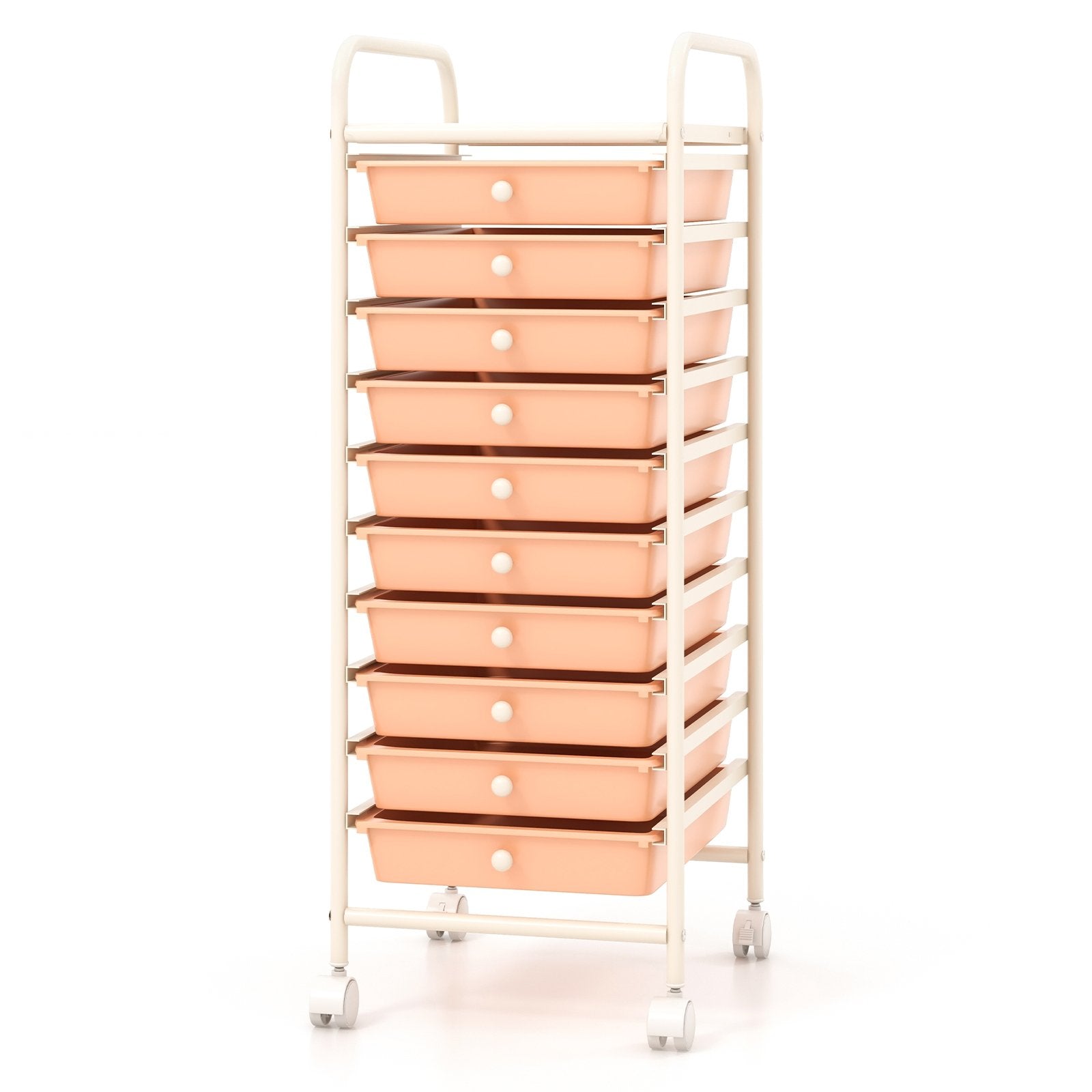 10 Drawer Rolling Storage Cart Organizer with 4 Universal Casters, Cherry File Cabinets   at Gallery Canada