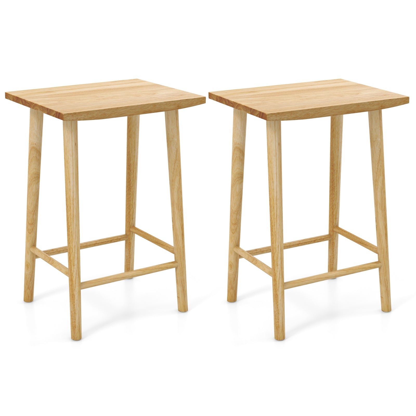 25.5 Inch Bar Stools Set of 2 with Footrest, Natural Bar Stools Natural  at Gallery Canada