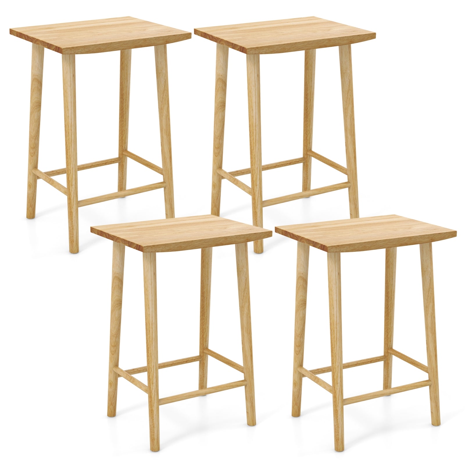 25.5 Inch Bar Stools Set of 2 with Footrest, Natural Bar Stools   at Gallery Canada