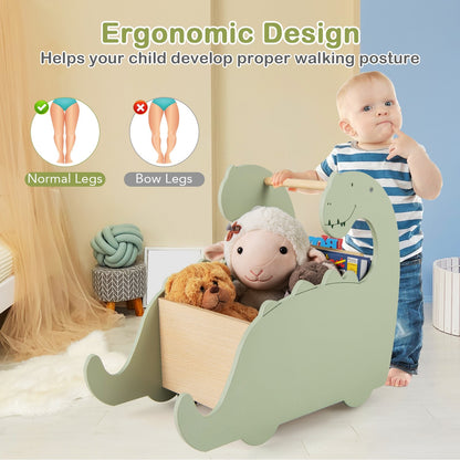 2 in 1 Wooden Baby Push Walker with Pine Wood Handle, Green Baby Gyms & Playmats at Gallery Canada