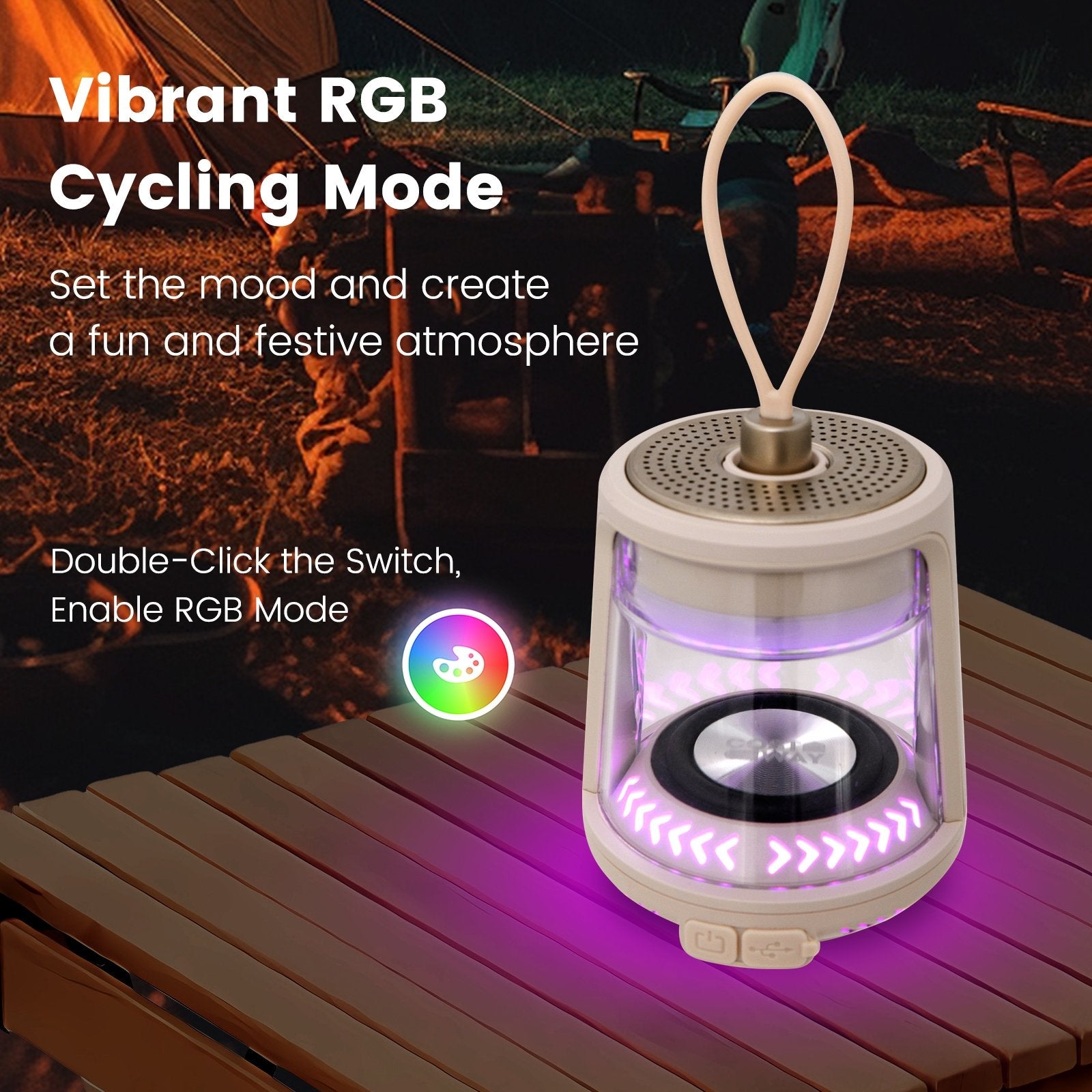 Outdoor Waterproof Camping Lantern Speaker with 3 LED Light Colors, White Camping at Gallery Canada