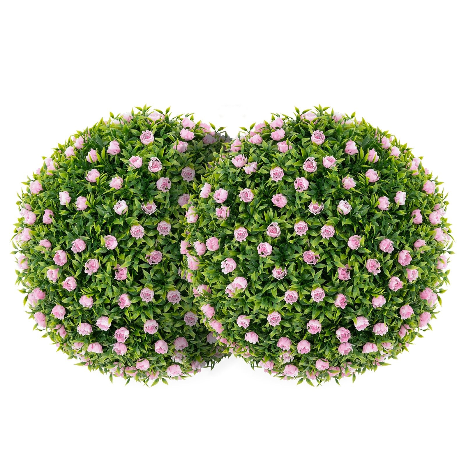 2 Pieces Artificial Plant Topiary Balls 17.5 Inch Faux Decorative Balls with Pink Flowers, Green Faux Plants Green  at Gallery Canada