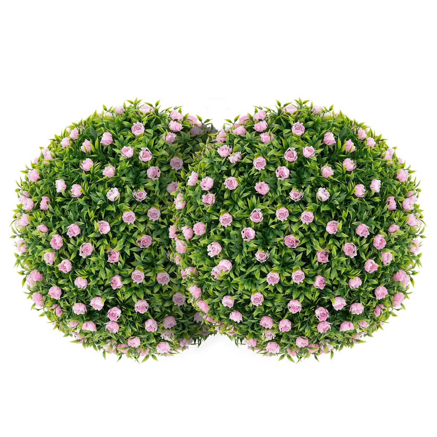 2 Pieces Artificial Plant Topiary Balls 17.5 Inch Faux Decorative Balls with Pink Flowers, Green Faux Plants Green  at Gallery Canada