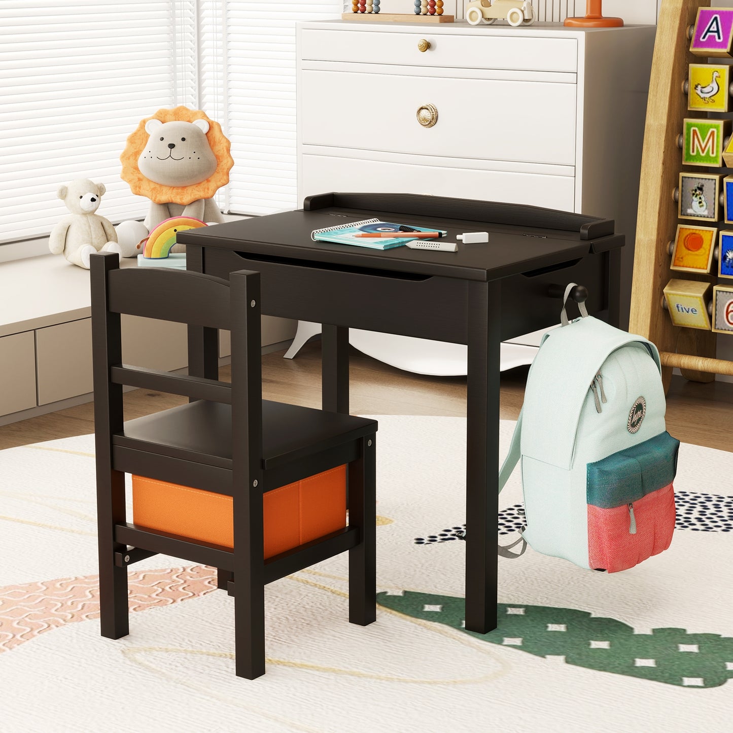 Wood Activity Kids Table and Chair Set with Storage Space, Brown Kids Table & Chair Sets at Gallery Canada