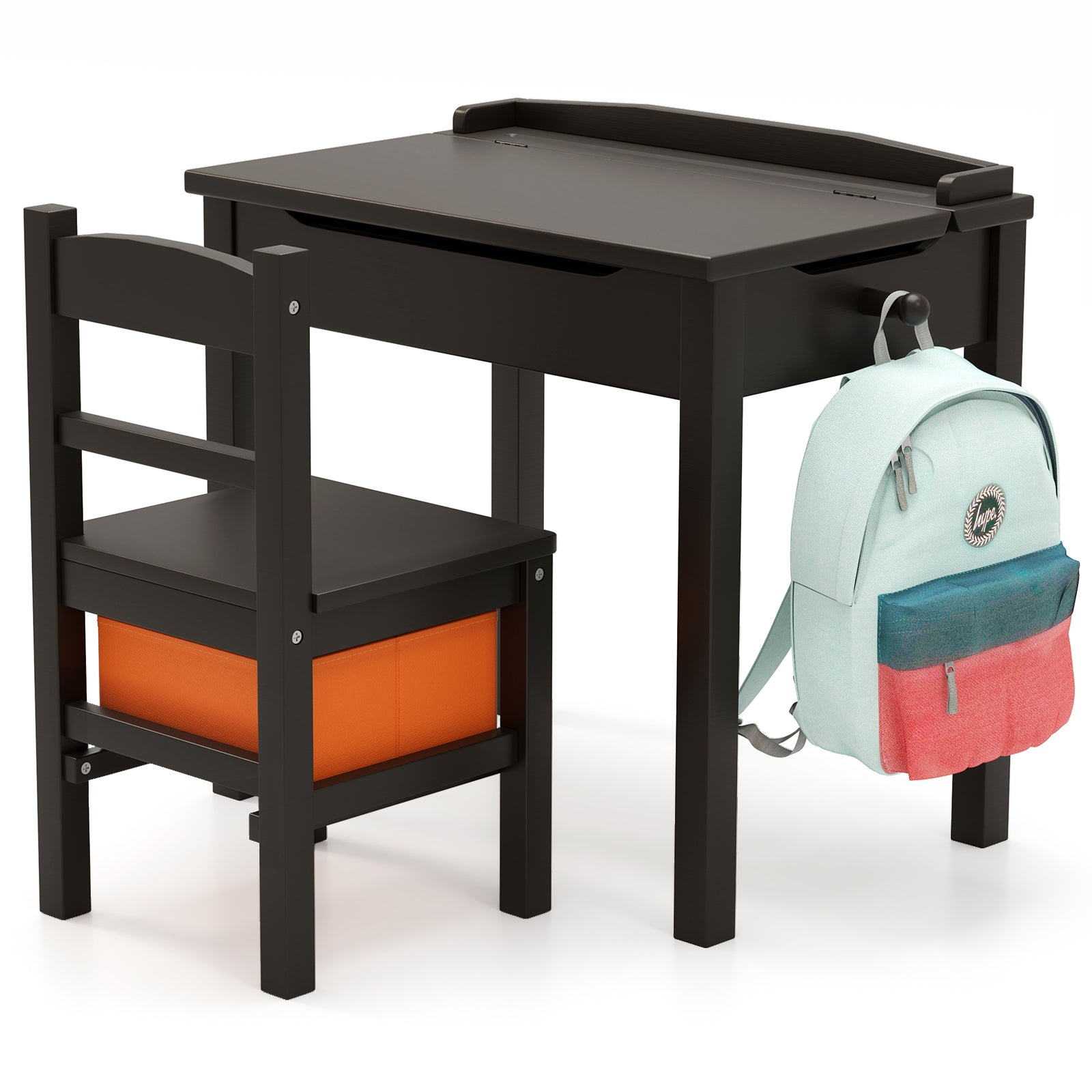 Wood Activity Kids Table and Chair Set with Storage Space, Brown Kids Table & Chair Sets Brown at Gallery Canada