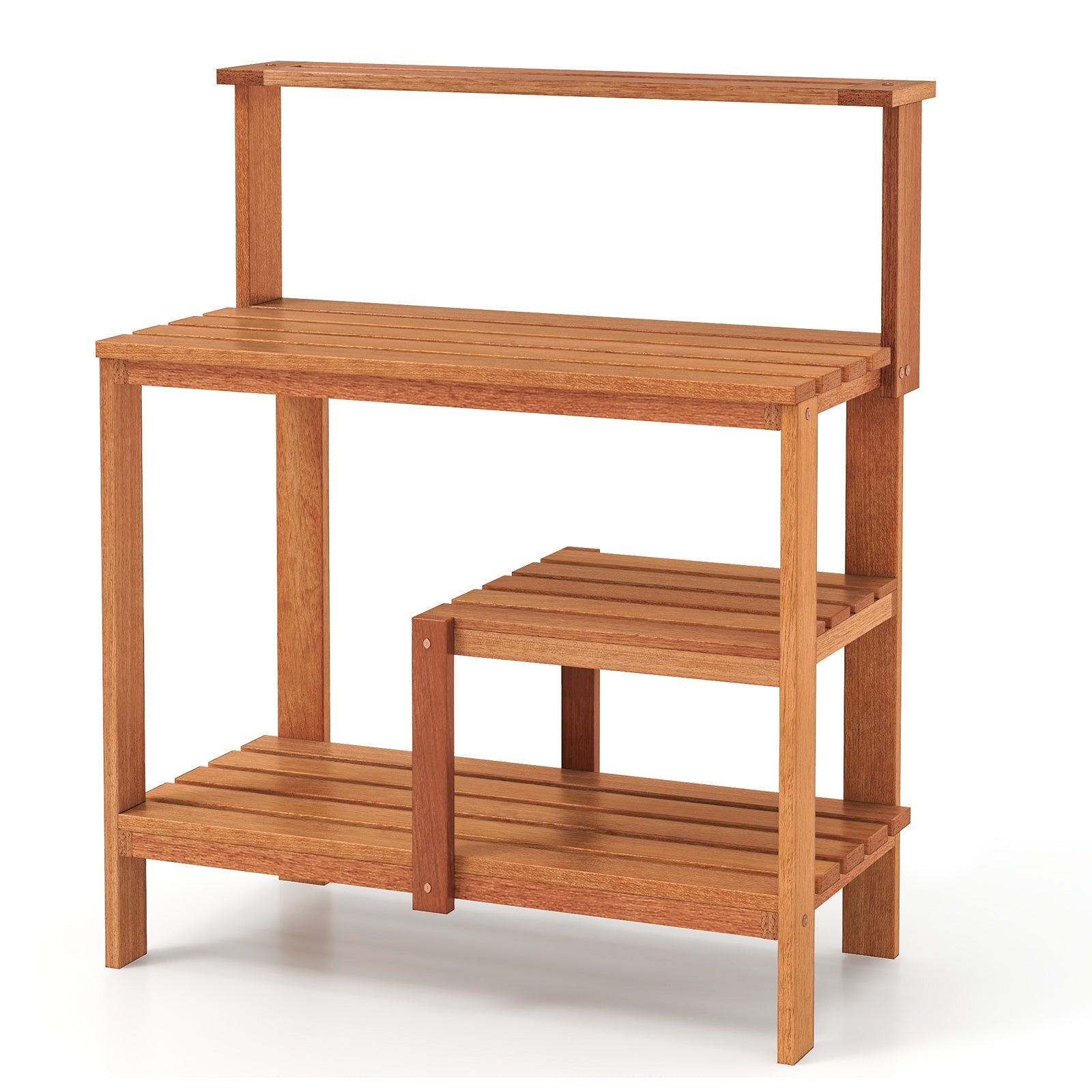 Outdoor Garden Potting Wood Planting Workstation with Open Shelves Potting Benches & Tables at Gallery Canada