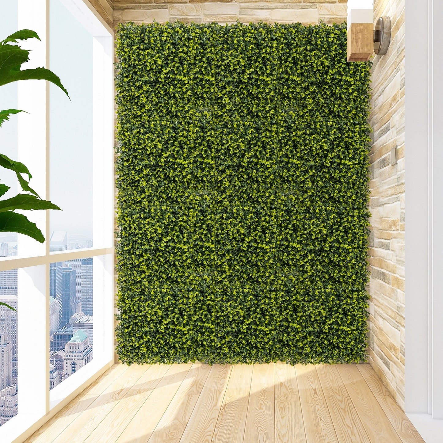 12 Pieces 20 Inch x 20 Inch Artificial Hedge Boxwood Panels, Green Decorative Fencing & Flooring at Gallery Canada