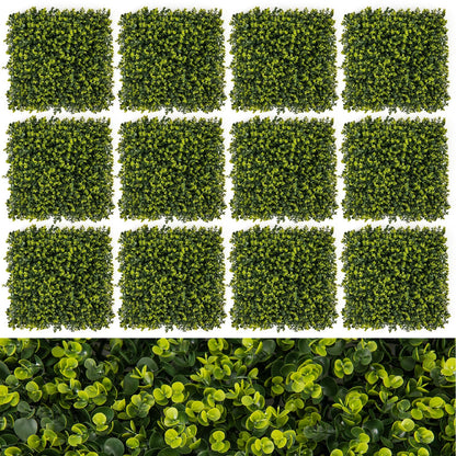 12 Pieces 20 Inch x 20 Inch Artificial Hedge Boxwood Panels, Green Decorative Fencing & Flooring Green at Gallery Canada