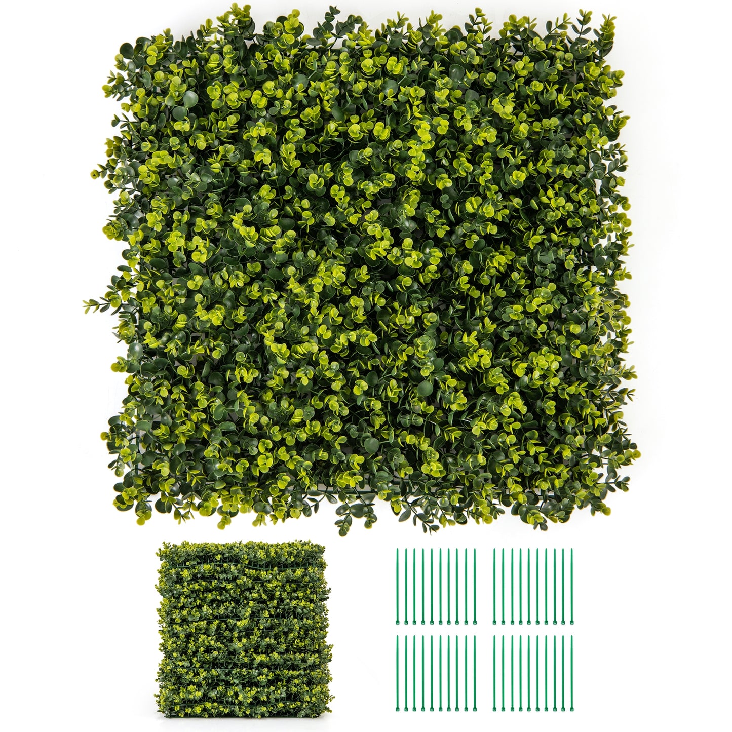 12 Pieces 20 Inch x 20 Inch Artificial Hedge Boxwood Panels, Green Decorative Fencing & Flooring at Gallery Canada