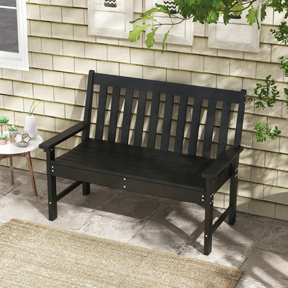 52 Inch All-Weather HDPE Outdoor Bench with Backrest and Armrests, Black Outdoor Benches at Gallery Canada