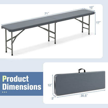 6 Feet Plastic Folding Bench Portable Seat with Handle and Lock, Gray Camping Furniture at Gallery Canada