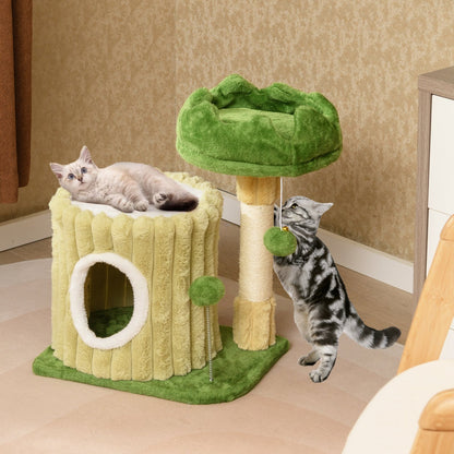 Cute Cat Tree with Sisal Scratching Posts and Dangling Ball, Green Cat Trees Condos & Scratchers at Gallery Canada