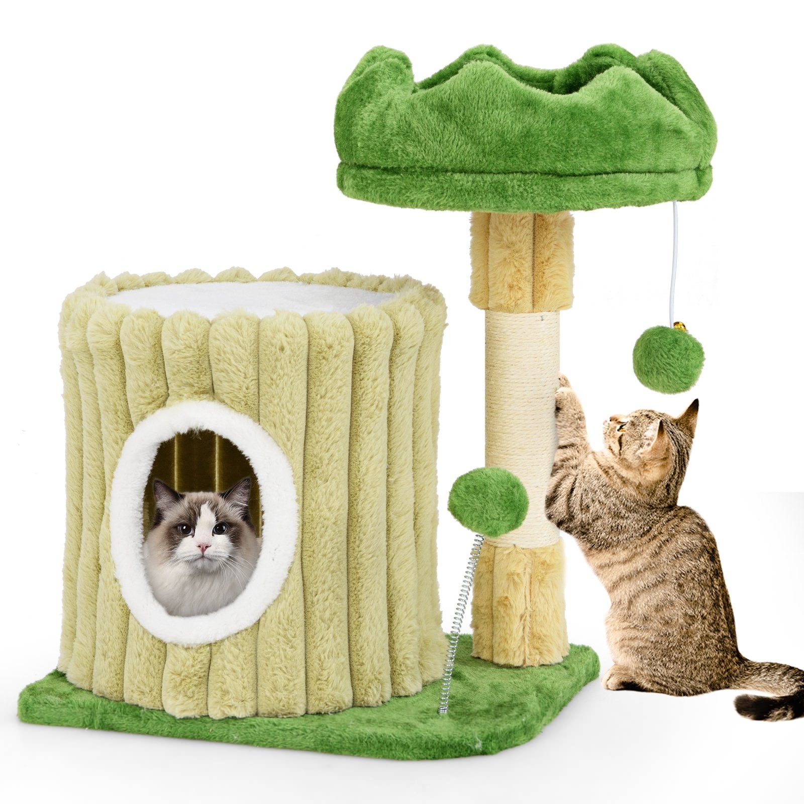 Cute Cat Tree with Sisal Scratching Posts and Dangling Ball, Green Cat Trees Condos & Scratchers Green at Gallery Canada