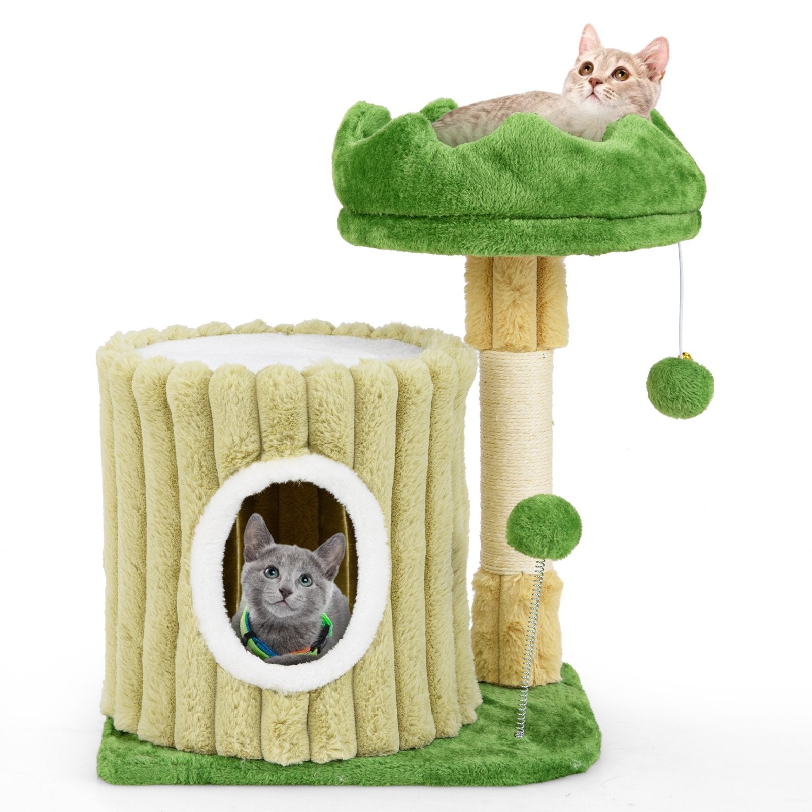 Cute Cat Tree with Sisal Scratching Posts and Dangling Ball, Green Cat Trees Condos & Scratchers at Gallery Canada