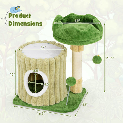 Cute Cat Tree with Sisal Scratching Posts and Dangling Ball, Green Cat Trees Condos & Scratchers at Gallery Canada