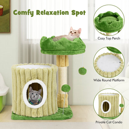 Cute Cat Tree with Sisal Scratching Posts and Dangling Ball, Green Cat Trees Condos & Scratchers at Gallery Canada