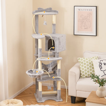 69 Inch Multi-level Cat Tree with Top Perch and Cozy Condo, Gray Cat Trees Condos & Scratchers at Gallery Canada