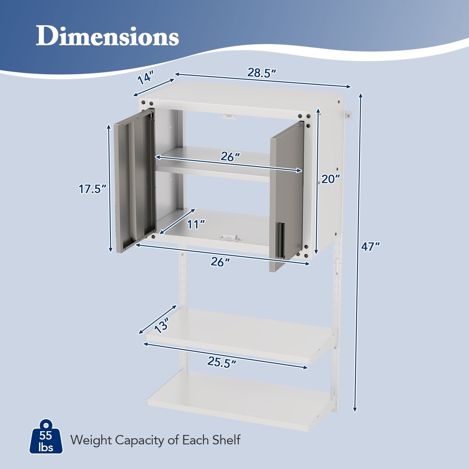 Metal Wall Cabinet with Lock and 3 Adjustable Shelves Garages at Gallery Canada