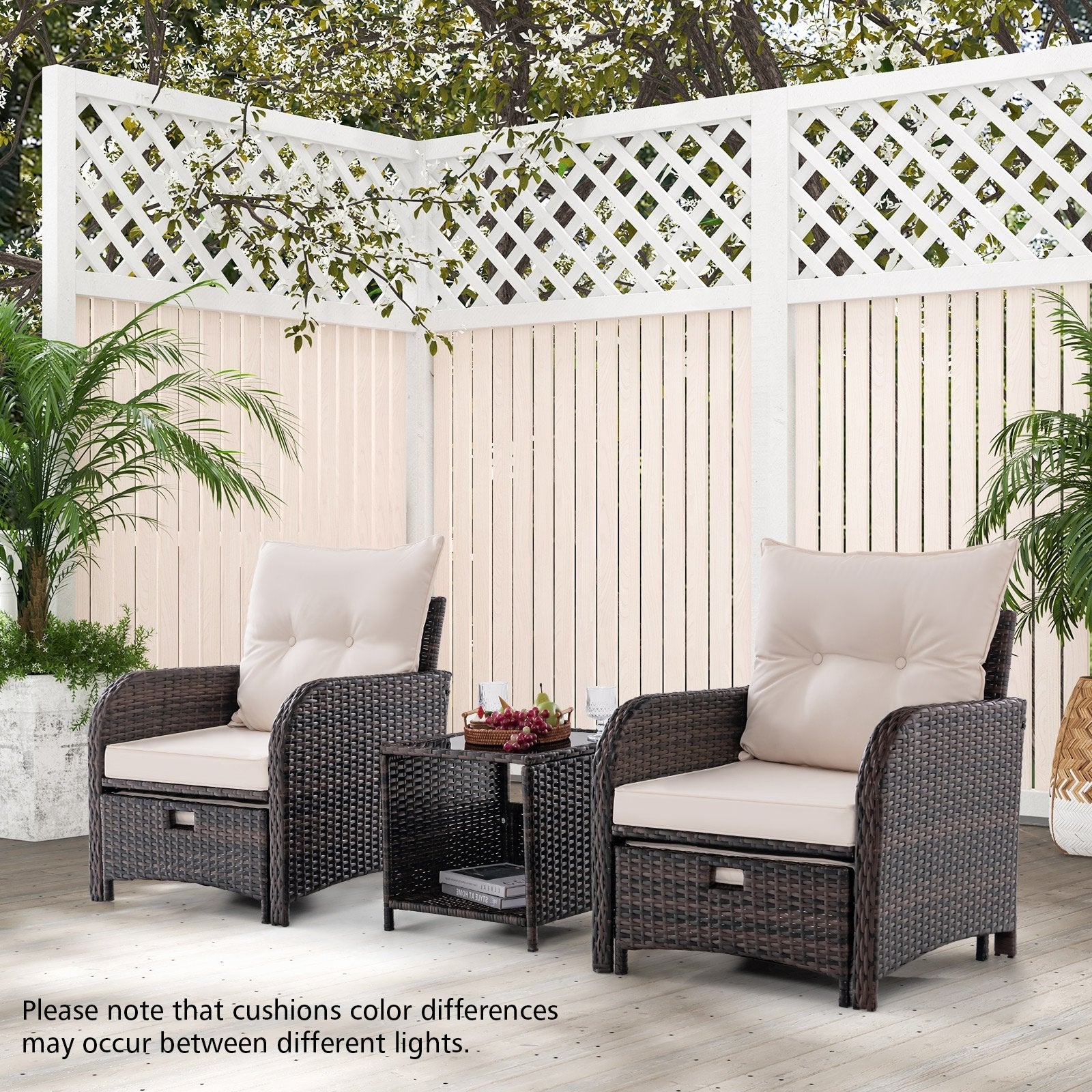 5 Piece Patio Conversation Set Outdoor Rattan Sofa Set with Coffee Table, Beige Patio Conversation Sets   at Gallery Canada