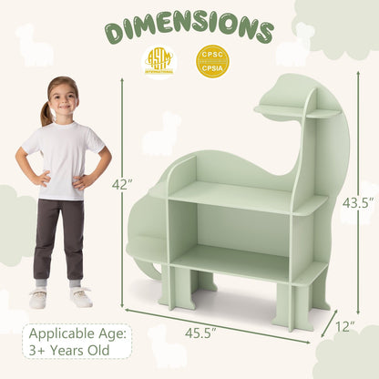 3-Tier Dinosaur Kids Bookshelf for Children, Green Kids Storage at Gallery Canada