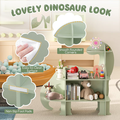 3-Tier Dinosaur Kids Bookshelf for Children, Green Kids Storage at Gallery Canada