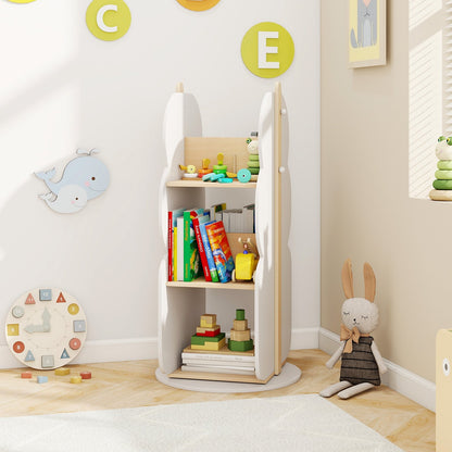 360° Kid's Rotating Bookshelf Toy Storage Organizer with 5 Shelves, White Kids Storage at Gallery Canada