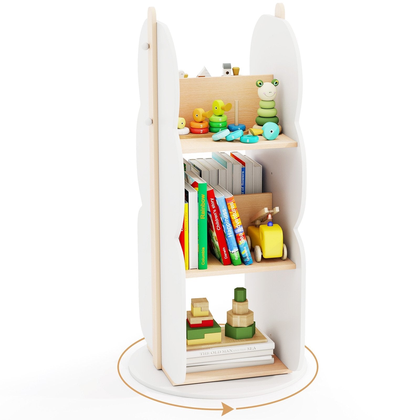 360° Kid's Rotating Bookshelf Toy Storage Organizer with 5 Shelves, White Kids Storage at Gallery Canada