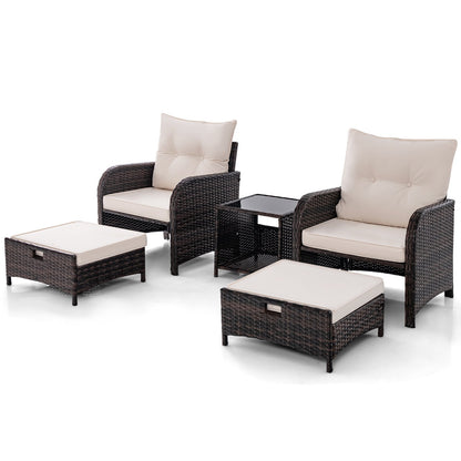 5 Piece Patio Conversation Set Outdoor Rattan Sofa Set with Coffee Table, Beige Patio Conversation Sets   at Gallery Canada