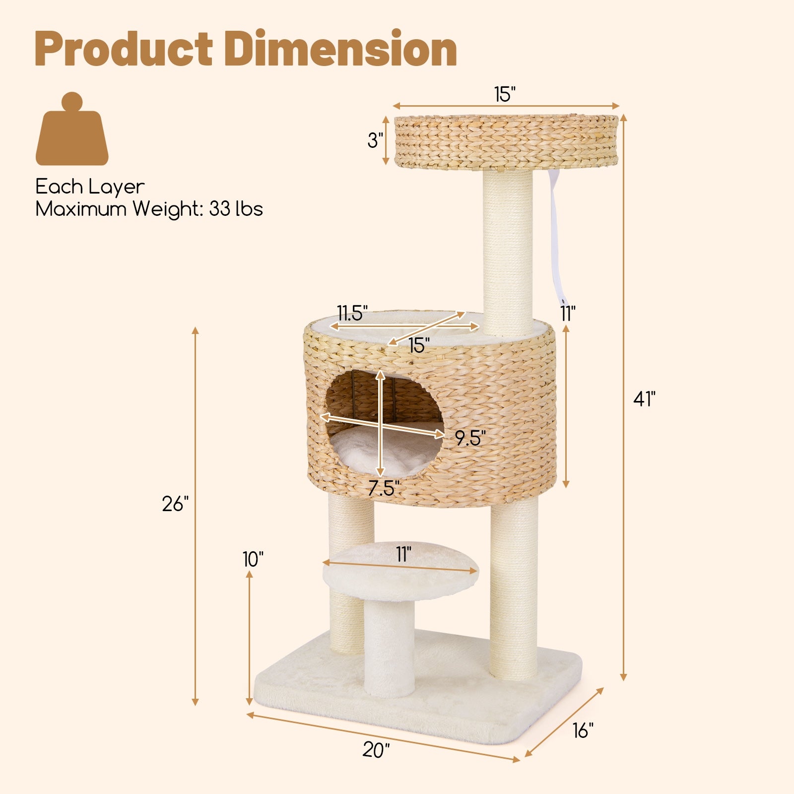 Modern Cat Tower Cat Tree with Top Perch Cattail Fluff Condo, Natural Cat Trees Condos & Scratchers at Gallery Canada