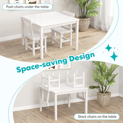 Wooden Kids Table and 2 Chairs Set with Anti-slip Foot Pads, White Kids Table & Chair Sets at Gallery Canada