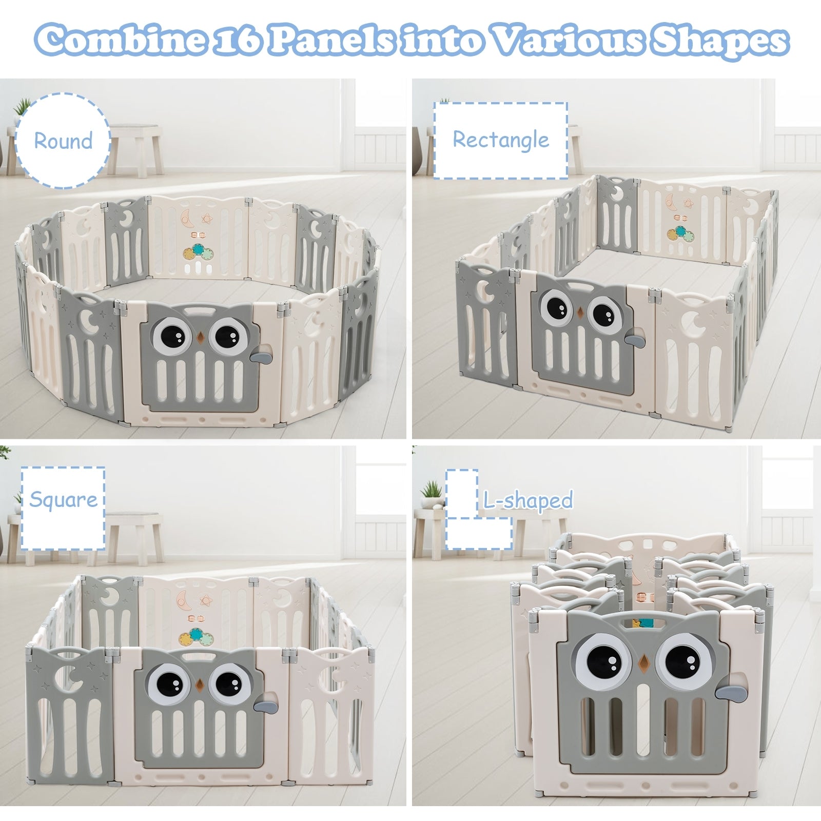 16-Panel Baby Activity Center Play Yard with Lock Door , Beige Baby Playpen & Playards at Gallery Canada
