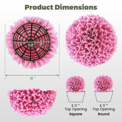 2 PCS Artificial Plant Topiary Balls Faux Boxwood Decorative Balls, Pink Faux Plants   at Gallery Canada